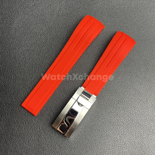 Replacement OYSTERFLEX 20mm Red Silicone Rubber Watch Strap Band For Rolex