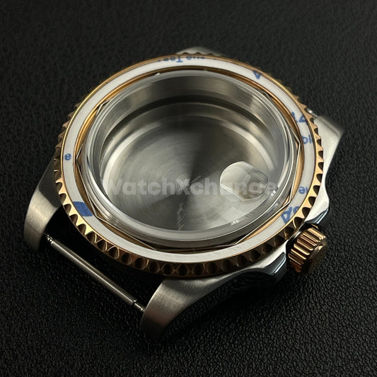 40mm Silver Rose Gold Stainless Steel Divers Watch Case GMT Submariner NH35 NH36
