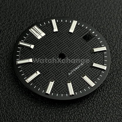 28.5mm Black Grid Dots Pattern Texture Watch Dial for SEIKO NH35 NH36 Movement