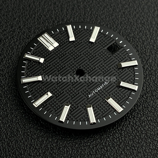 28.5mm Black Grid Dots Pattern Texture Watch Dial for SEIKO NH35 NH36 Movement