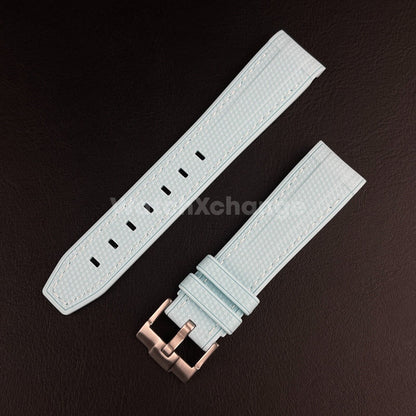 Lake Blue 20mm Silicone Rubber Curved End Watch Strap Band For Omega Rolex