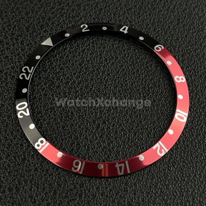 Black & Red GMT 36.5mm Sloped Aluminium Watch Bezel Insert for Rolex Seiko