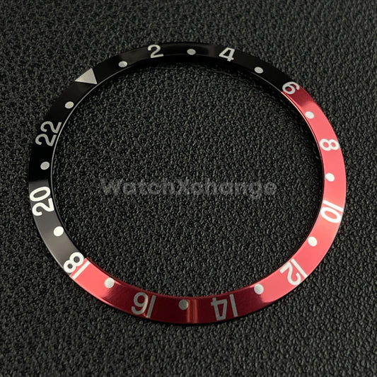 Black & Red GMT 36.5mm Sloped Aluminium Watch Bezel Insert for Rolex Seiko