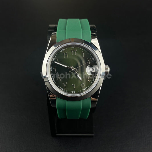 Arabic Green 36mm Mens Watch NH35A Automatic Movement Sapphire Steel