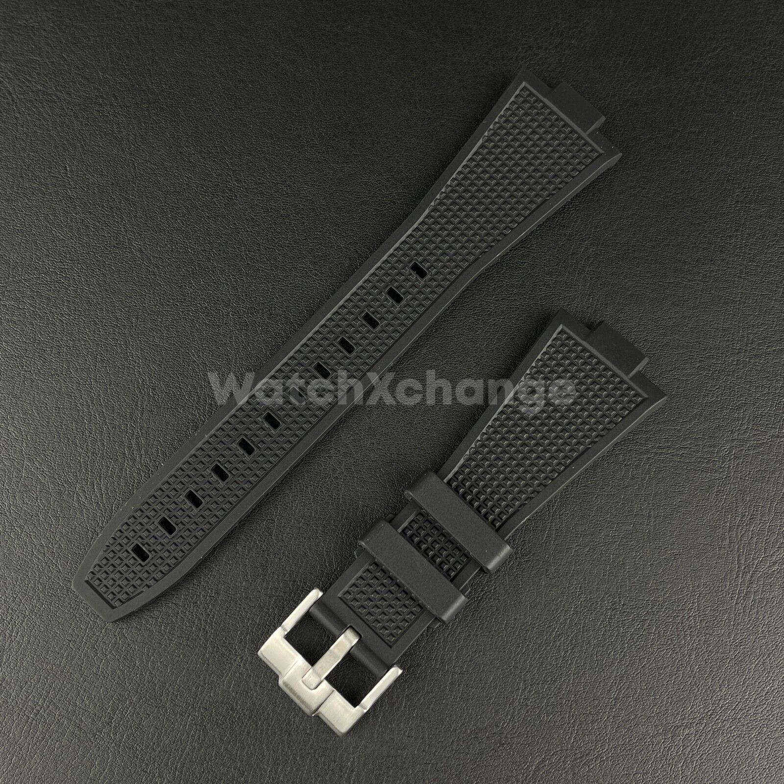 Black Tissot PRX Waffle Silicone Rubber Watch Strap 12mm 40mm Powermatic 80