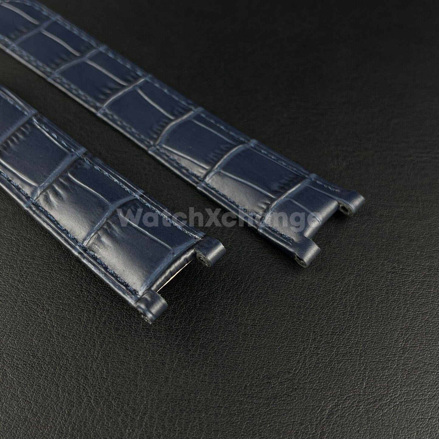 21mm Blue Genuine Leather Strap Band fit Cartier Pasha Watch Clasp Buckle