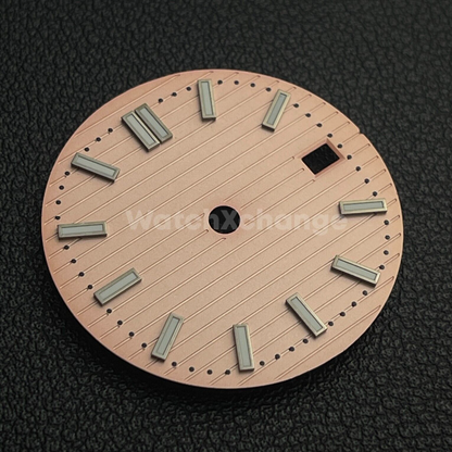 30.5mm Pink Nautilus Style Dial Green Luminous For Seiko NH35 NH36 Movements