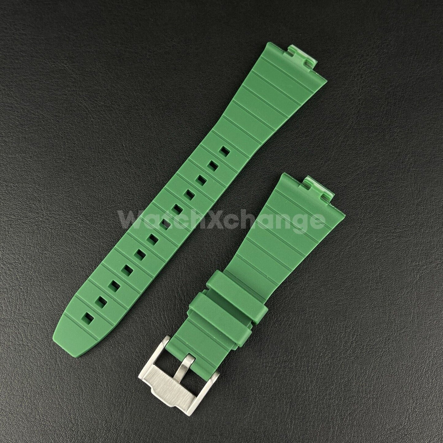 Green Tissot PRX Waffle Silicone Rubber Watch Strap 12mm 40mm Powermatic 80