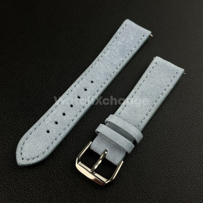 Light Blue Watch Strap Suede Leather Premium Quick Release Band 18 19 20 22mm