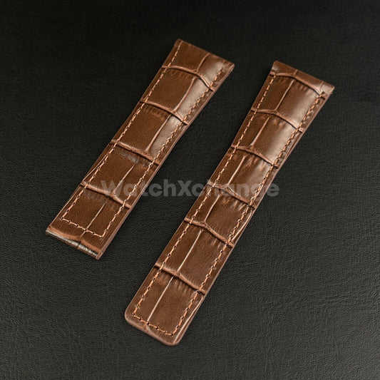 Brown Genuine Leather Strap For Tag Heuer Monaco Carrera Crocodile 19 20mm 22mm