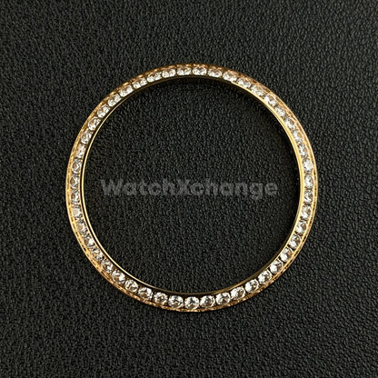 Rose Gold Curved Gemstone Stainless Steel Watch Bezel Insert Ring 36mm 39mm