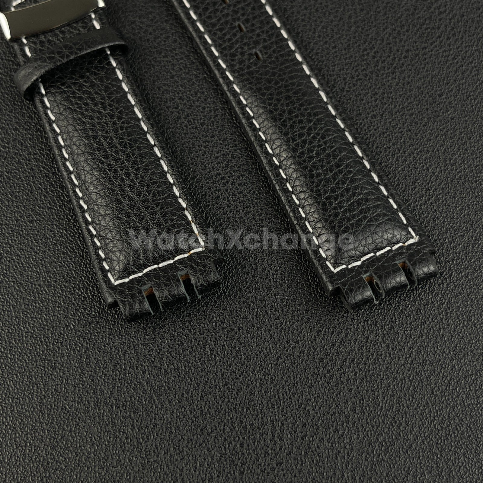 Black Genuine Leather Watch Band Strap 17mm for SWATCH YCS YAS YGS