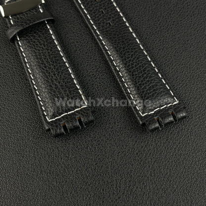 Black Genuine Leather Watch Band Strap 17mm for SWATCH YCS YAS YGS