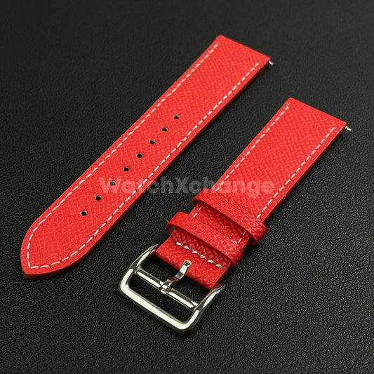 Red Universal Quick Release Genuine Leather Watch Strap Band 18mm 20mm 22mm