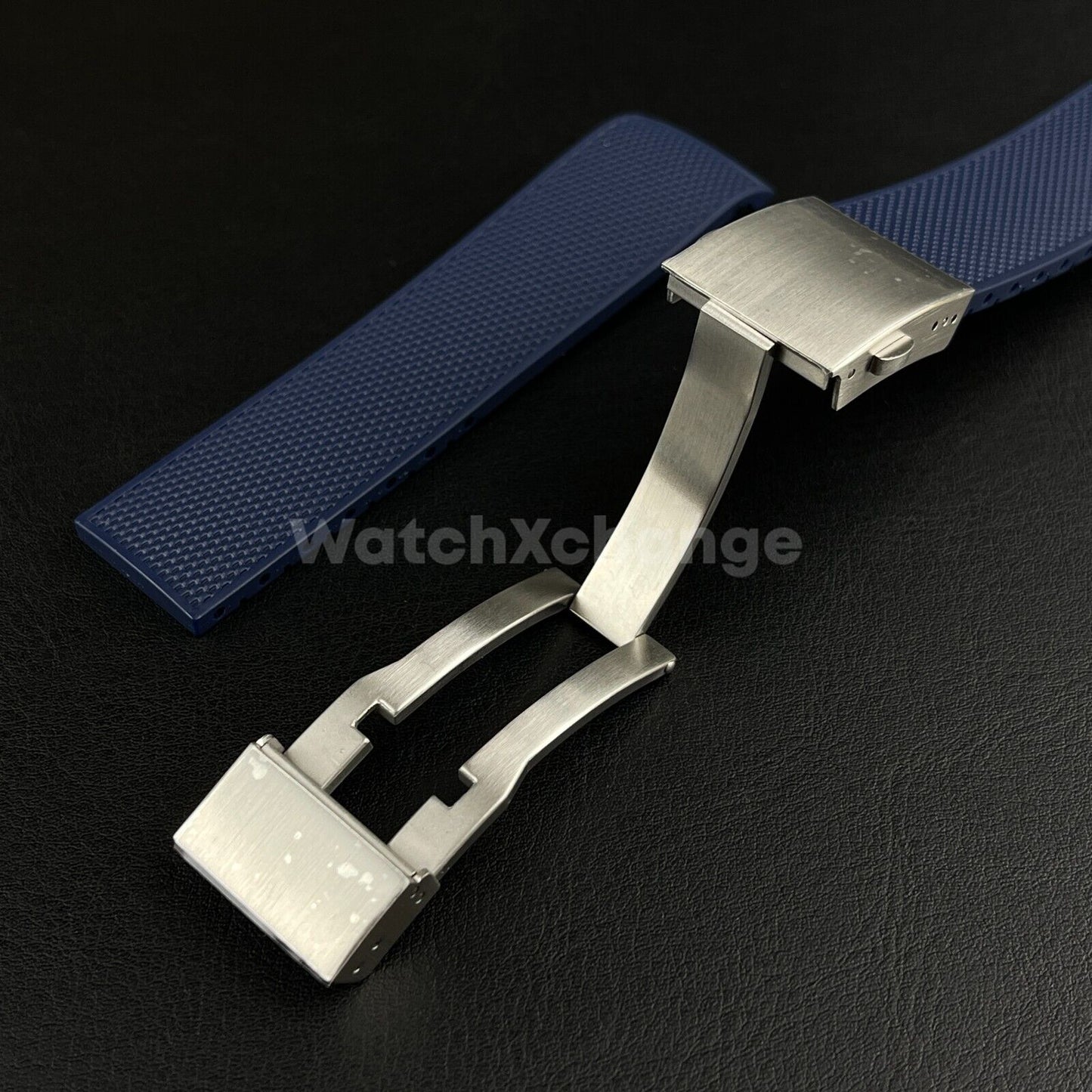 Blue Rubber Watch Strap For Longines Hydroconquest Deployment Clasp 21mm