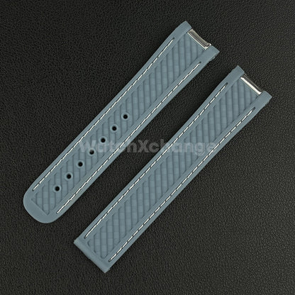 20mm For OMEGA Seamaster Aqua Terra Watch Silicone Rubber Strap Clasp Light Grey