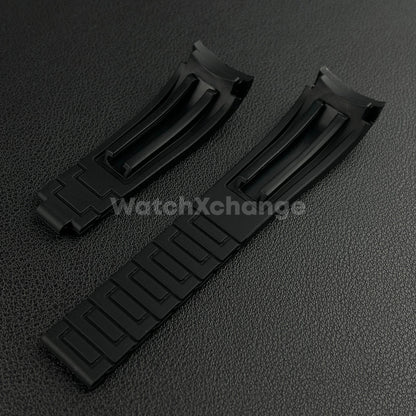 Black 21mm 22mm Curved Rubber Strap for Rolex DAYTONA SUBMARINER Yacht-Master