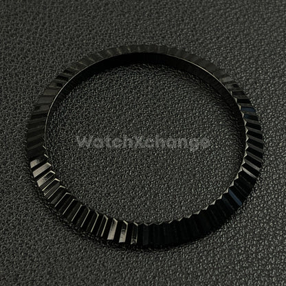 Black Fluted Polished Stainless Steel Watch Bezel Insert Ring 36mm 39mm