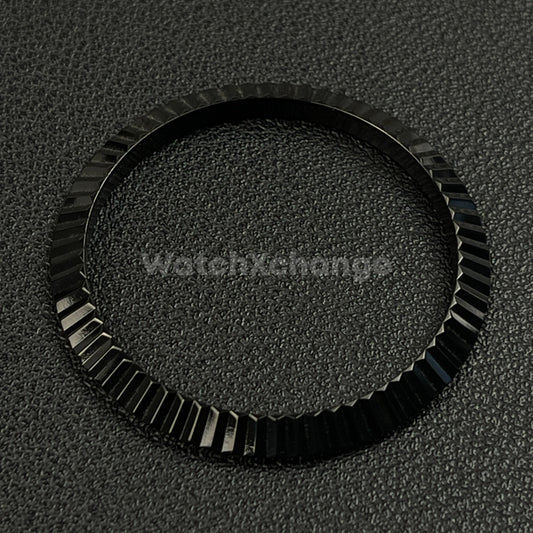 Black Fluted Polished Stainless Steel Watch Bezel Insert Ring 36mm 39mm