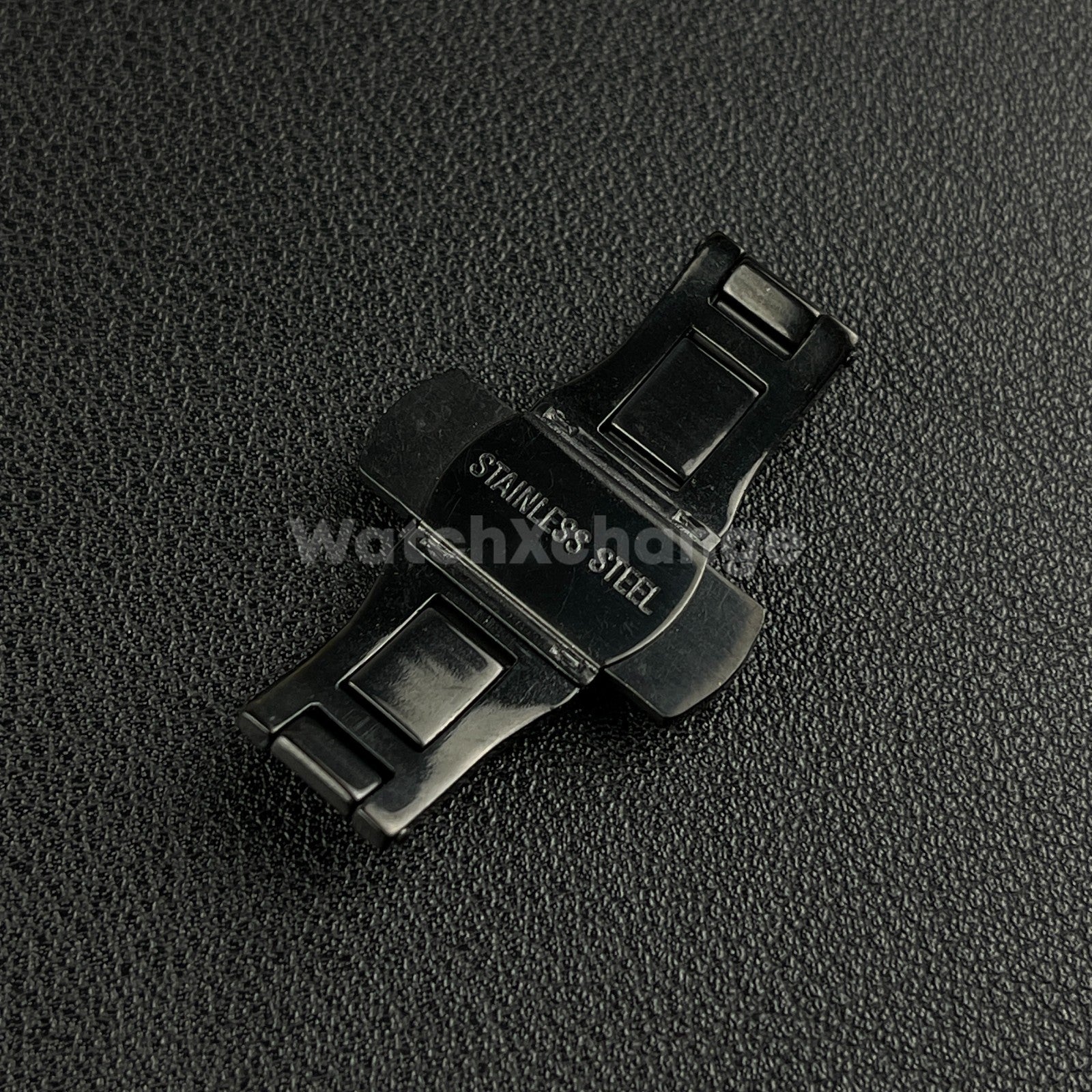 Black Double Push Button Butterfly Clasp Buckle For Watch Band Strap