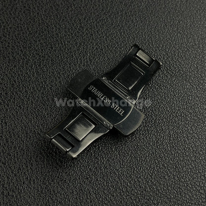 Black Double Push Button Butterfly Clasp Buckle For Watch Band Strap