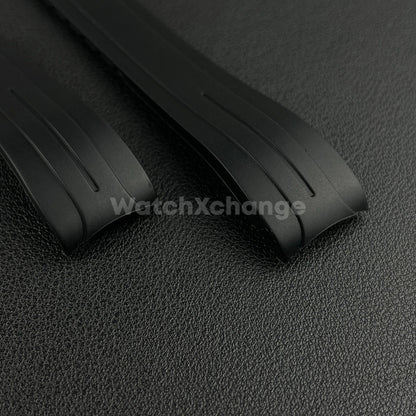 Black 21mm 22mm Curved Rubber Strap for Rolex DAYTONA SUBMARINER Yacht-Master