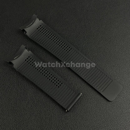 24mm Black Rubber Watch Strap Band Breathable Waterproof For TAG Heuer Carrera