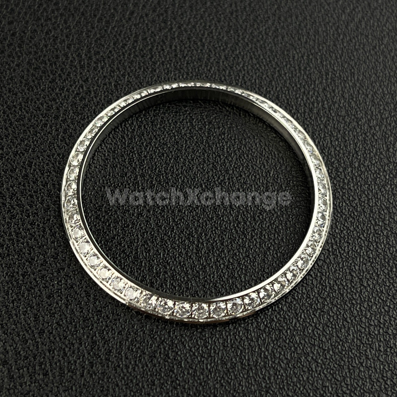 Silver Curved Gemstone Stainless Steel Watch Bezel Insert Ring 36mm 39mm