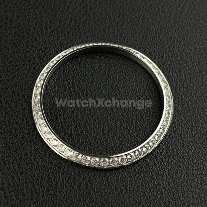 Silver Curved Gemstone Stainless Steel Watch Bezel Insert Ring 36mm 39mm