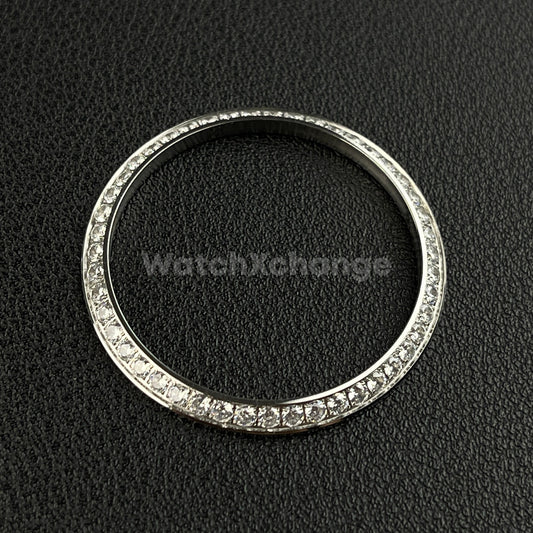 Silver Curved Gemstone Stainless Steel Watch Bezel Insert Ring 36mm 39mm