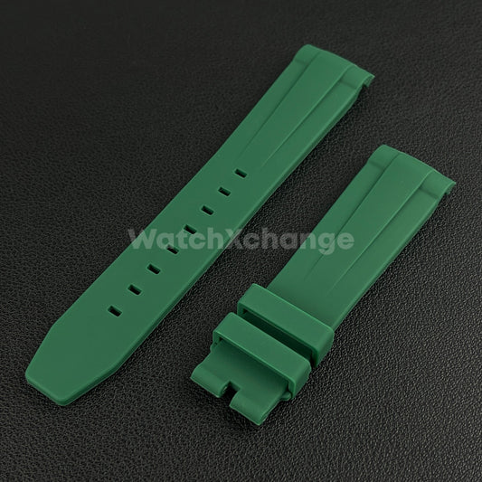 Green 20mm Silicone Rubber Curved End Watch Strap Band For Rolex Submariner GMT