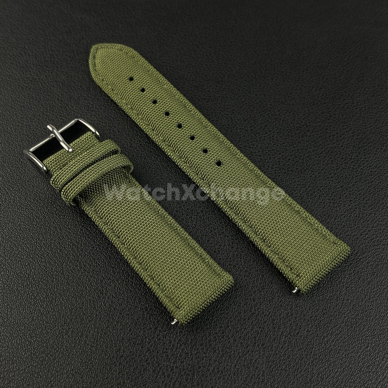 Green Watch Strap Band Nylon Canvas Sailcloth Quick Release 20mm 22mm 24mm