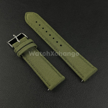 Green Watch Strap Band Nylon Canvas Sailcloth Quick Release 20mm 22mm 24mm