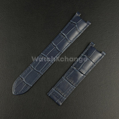 20mm Blue Genuine Leather Strap Band fit Cartier Pasha Watch