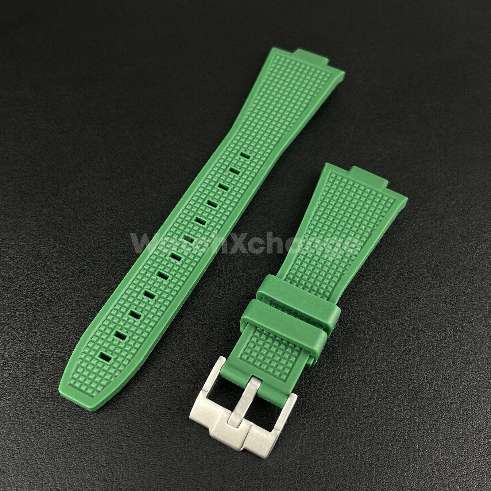 Green Tissot PRX Waffle Silicone Rubber Watch Strap 12mm 40mm Powermatic 80