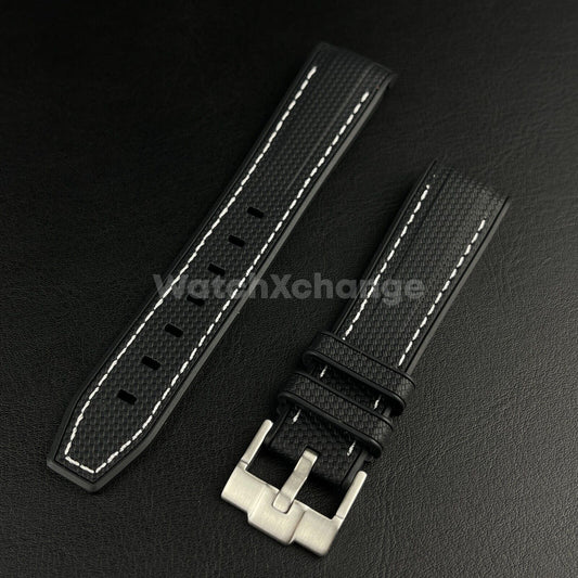 Black 20mm Silicone Rubber Curved End Watch Strap Band For Omega Rolex