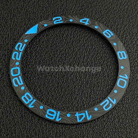 Blue & Black Grey Carbon Fibre Style Ceramic Watch Bezel Insert for Seiko NH35