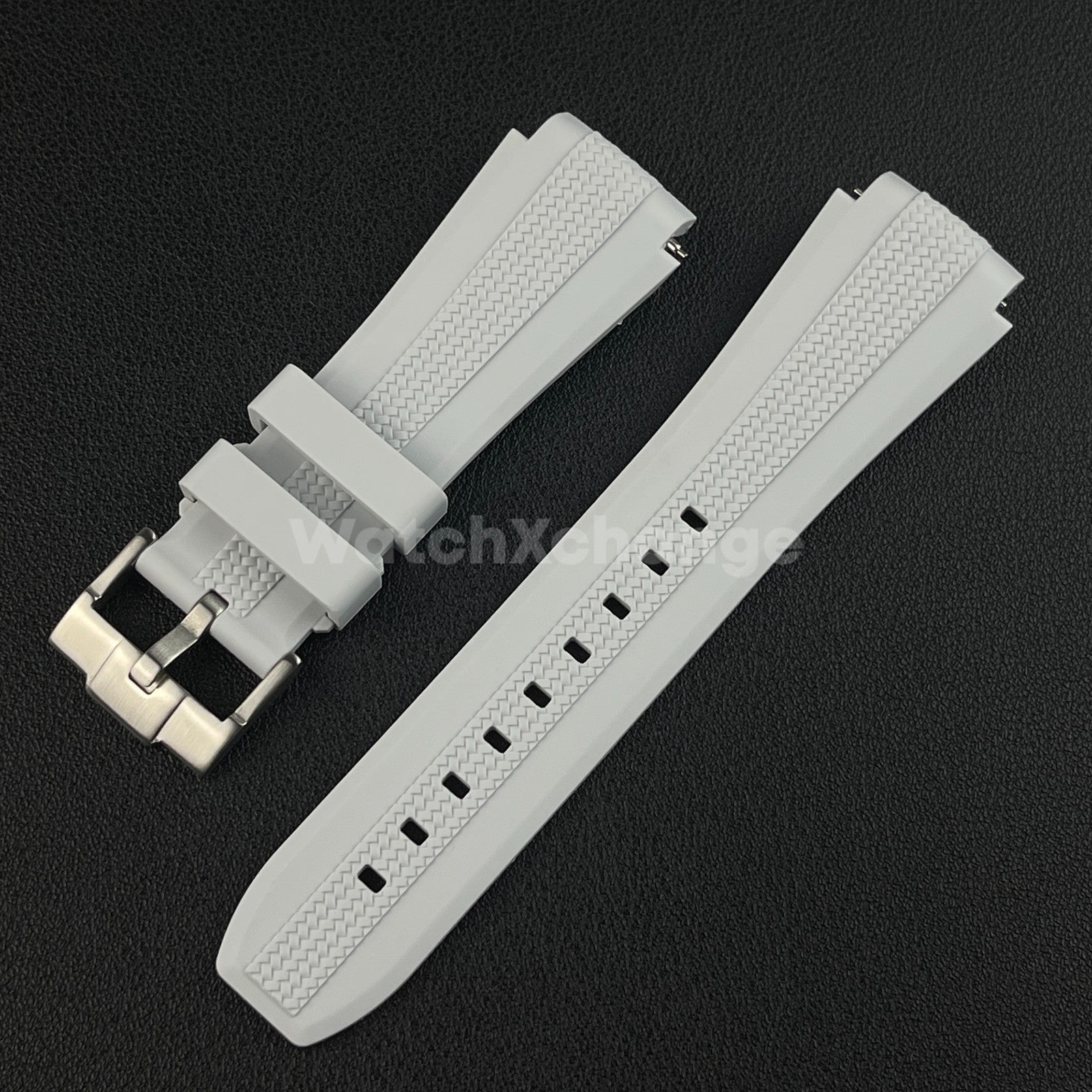 Light Grey 20mm Silicone Rubber Curved End Watch Strap Band For Omega Rolex