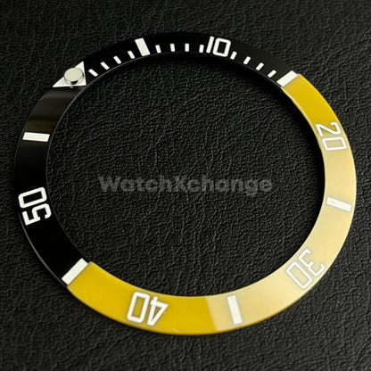 Yellow Ceramic Bezel Insert 38mm GMT For Rolex Seiko SKX007 SKX009 SRPD Sloped