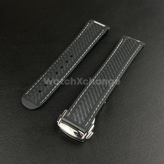 20mm For OMEGA Seamaster Aqua Terra Watch Silicone Rubber Strap Clasp Black