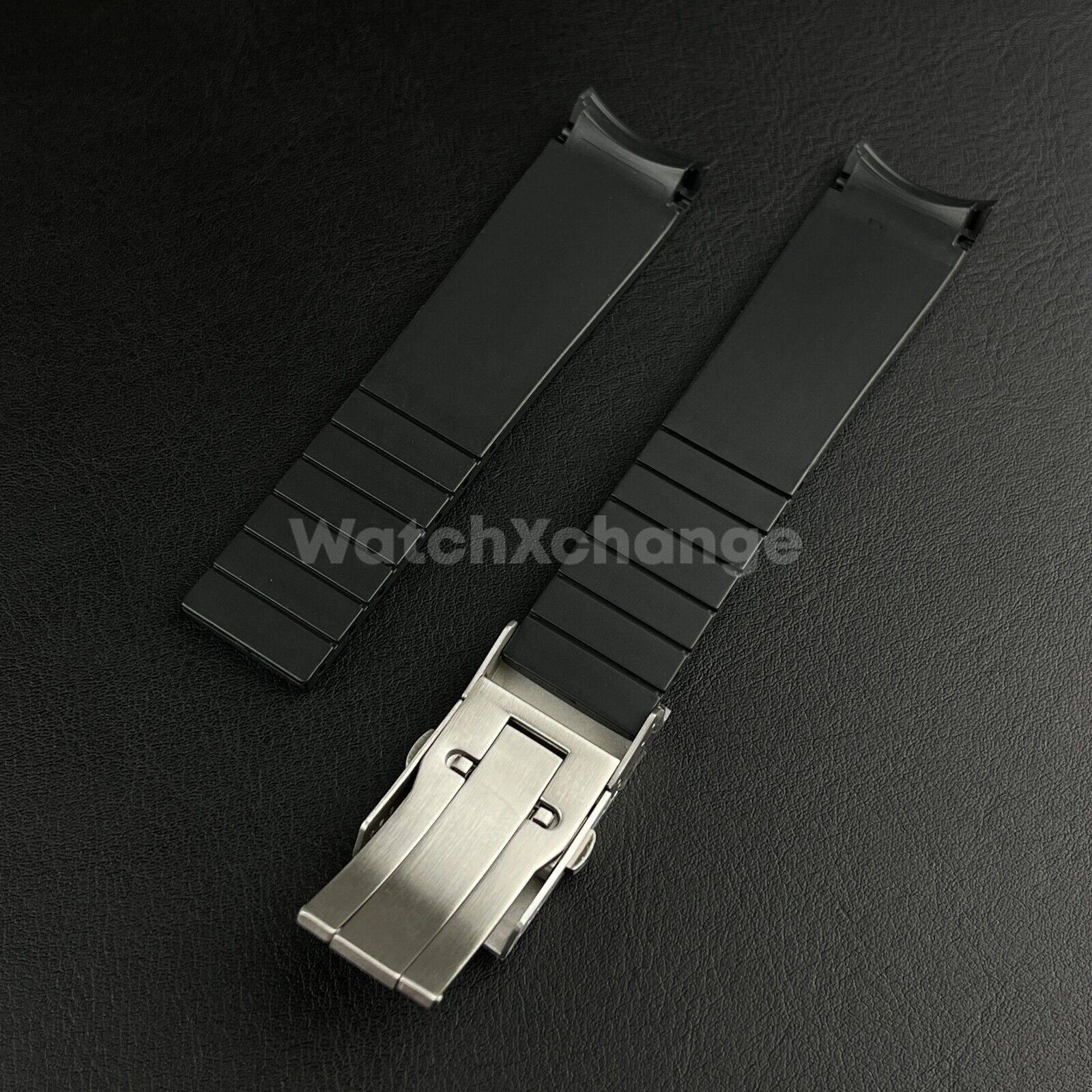 Black Rubber Watch Strap For Longines Hydroconquest Deployment Clasp 21mm