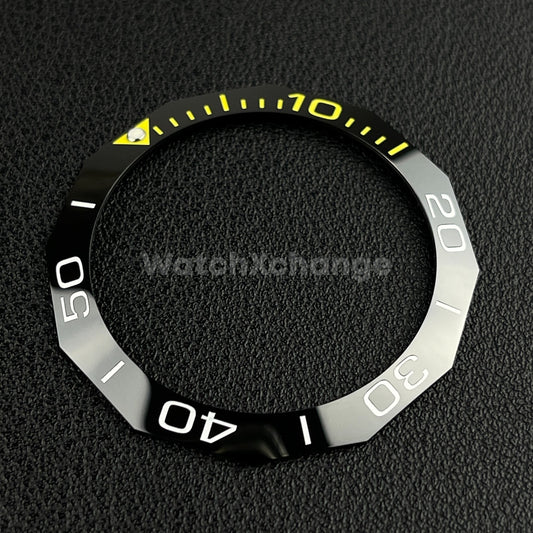 Black & Yellow 40.9mm x 33.2mm 12 Sided Ceramic Watch Bezel Insert