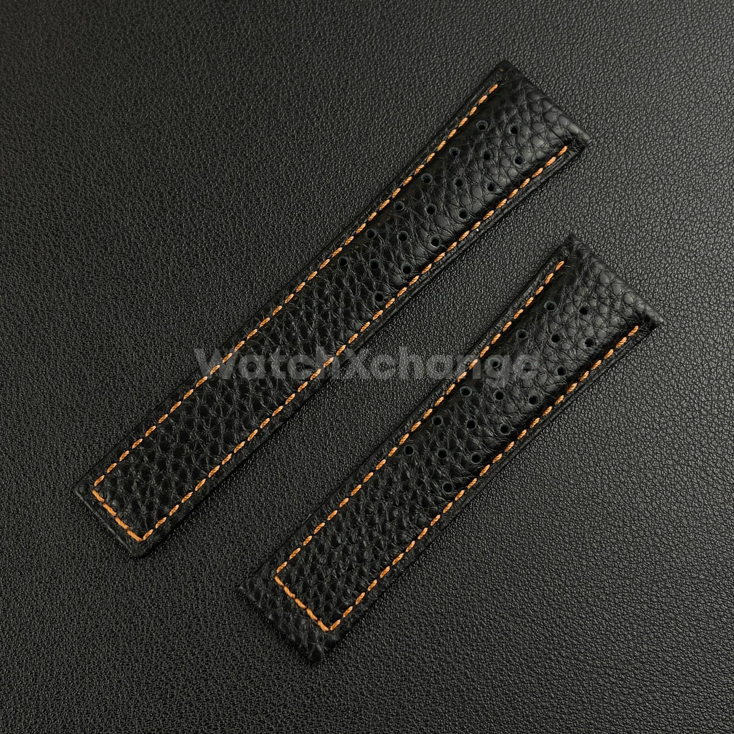 Black 22mm Perforated Leather Racing Strap for TAG Heuer Monaco Wrist Band