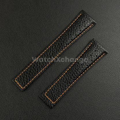 Black 22mm Perforated Leather Racing Strap for TAG Heuer Monaco Wrist Band