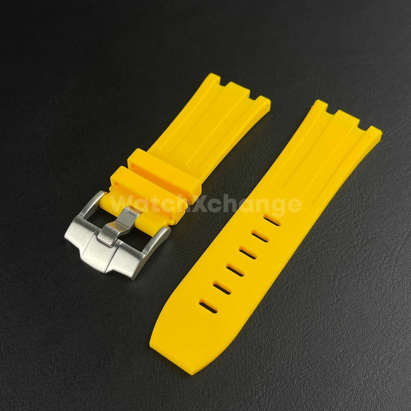 Yellow Audemars Piguet AP 28mm Royal Oak Silicone Rubber Watch Strap 15710 15703