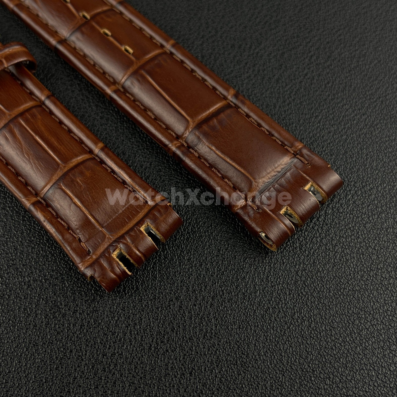 Brown Alligator Grain Genuine Leather Watch Band Strap 17 19mm for SWATCH