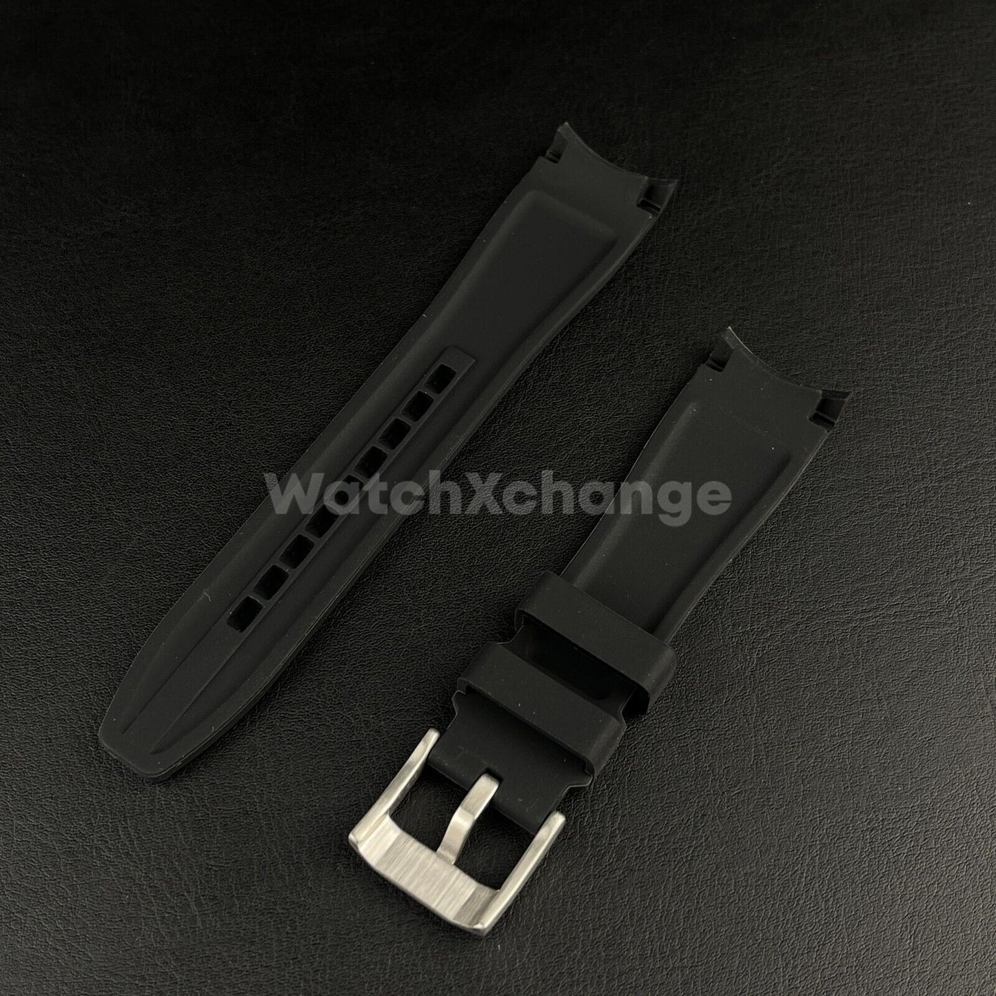 Black 20 22mm Rubber Curved End Watch Strap Band Made For Rolex Submariner GMT