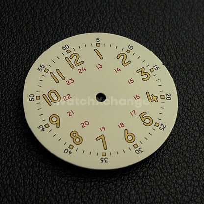 29mm Cream Watch Dial w/Green Luminous Replacement for NH35 NH36 Movement Parts