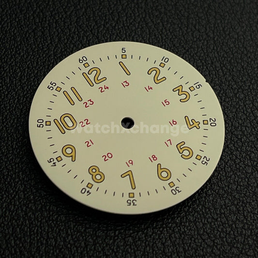 29mm Cream Watch Dial w/Green Luminous Replacement for NH35 NH36 Movement Parts