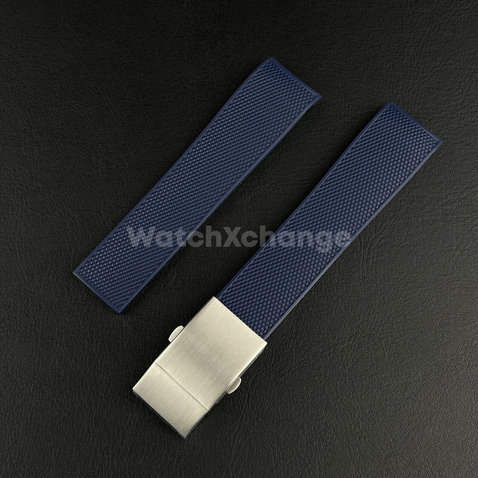 Blue Rubber Watch Strap For Longines Hydroconquest Deployment Clasp 21mm